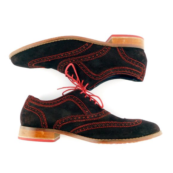 COLE HAAN Nike Air Brown Suede Leather Wingtip Oxfords Shoes 12 - Picture 3 of 8